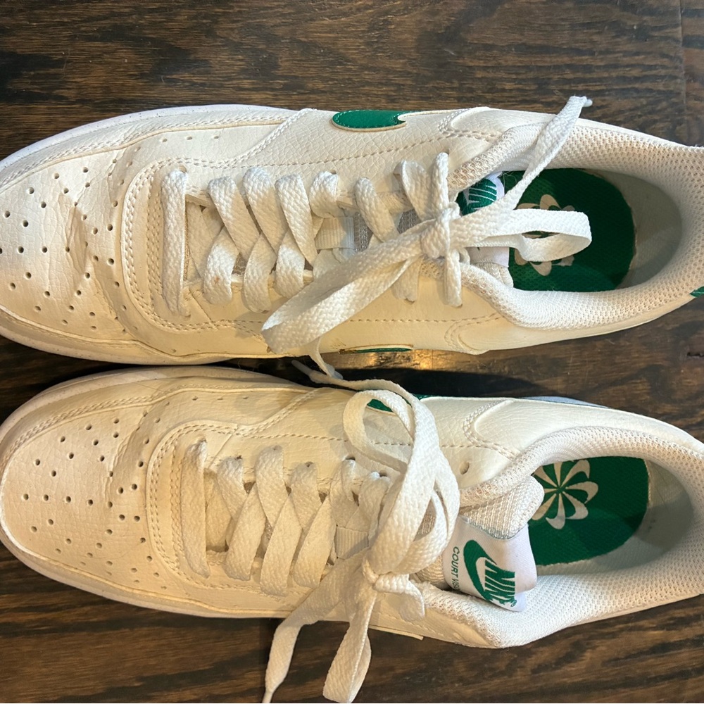 Nike Court White Sneakers with Green Details
